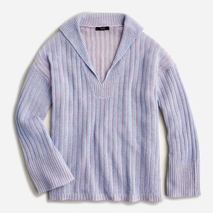 J Crew Relaxed Cotton Linen Collared Sweater